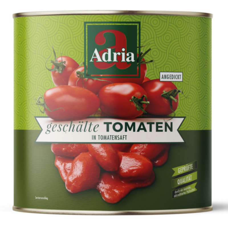 Adria Tomaten geschält 1500 g aromatische geschälte Tomaten in Tomatensaft